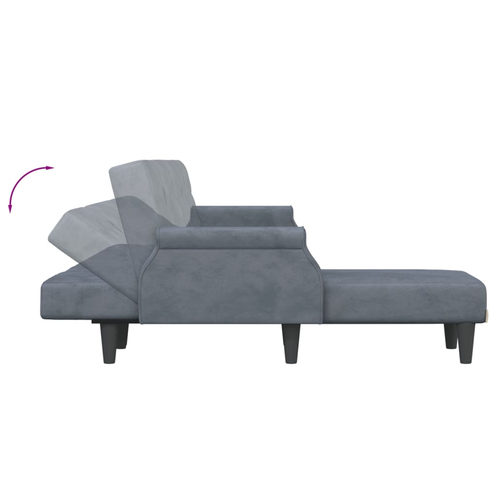 Canapé d’Angle Convertible Velours Gris – Collection Élégance