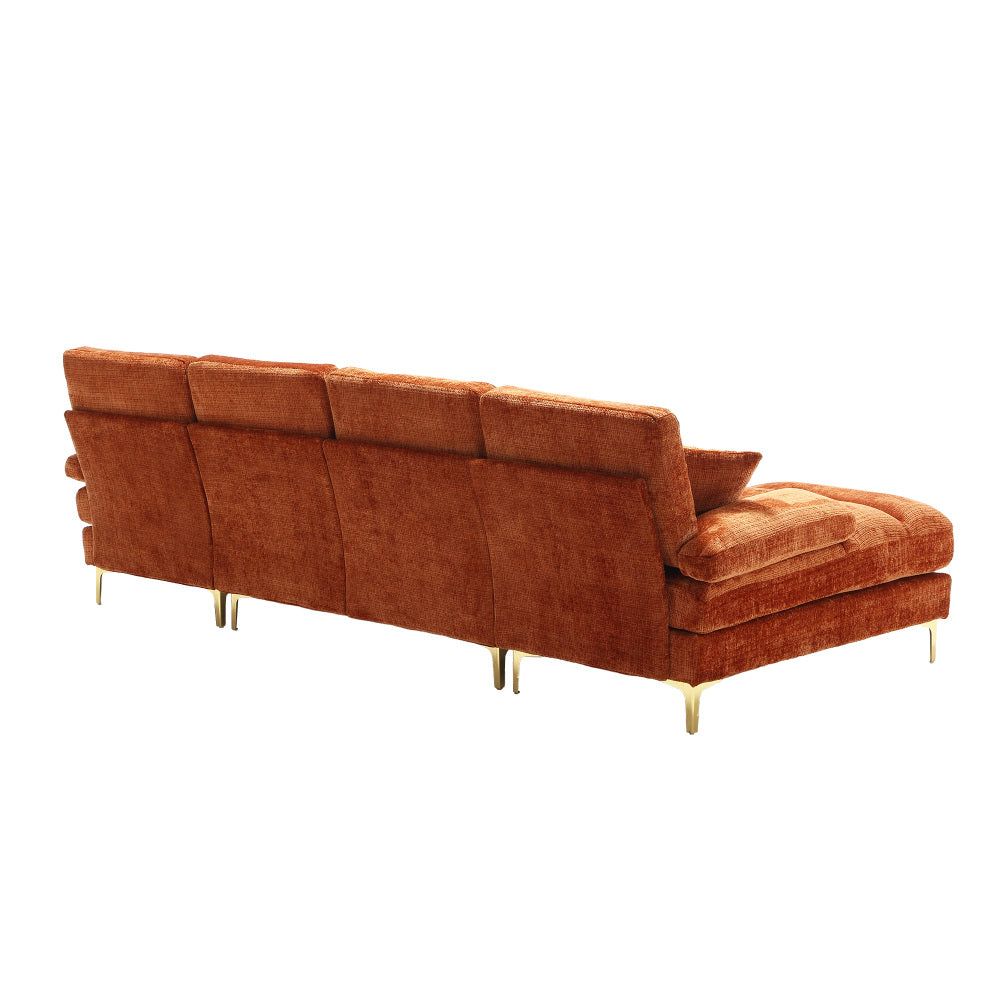 Canapé Luxe U-Shape Grand Format en Chenille Noire – Ligne Prestige