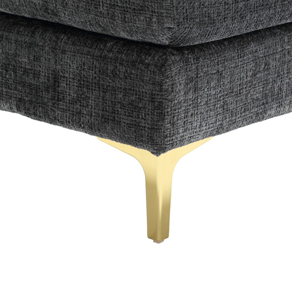 Canapé Luxe U-Shape Grand Format en Chenille Noire – Ligne Prestige