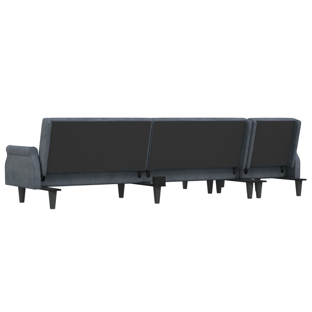 Canapé d’Angle Convertible Velours Gris – Collection Élégance