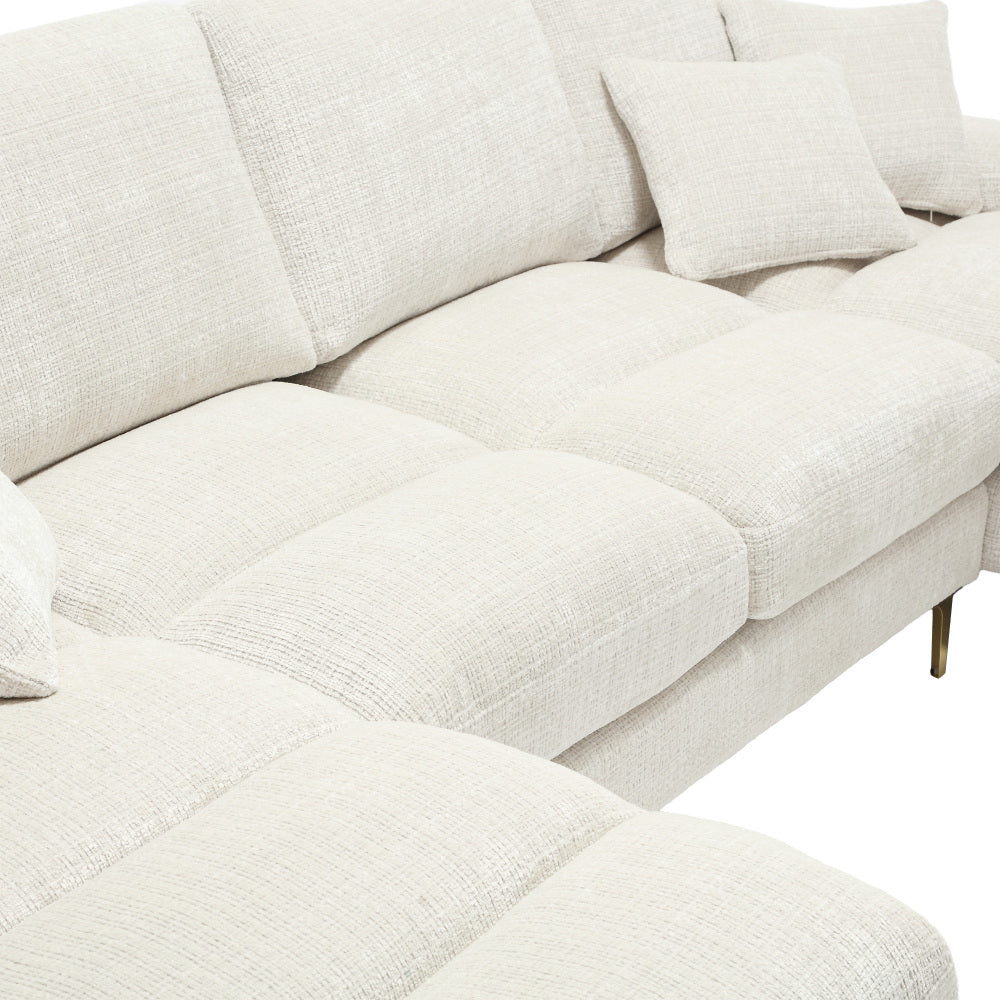 Canapé Luxe U-Shape Grand Format en Chenille Noire – Ligne Prestige