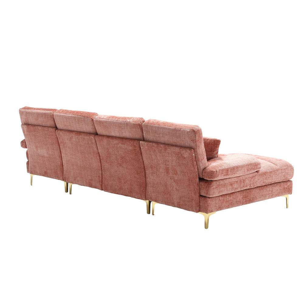 Canapé Luxe U-Shape Grand Format en Chenille Noire – Ligne Prestige