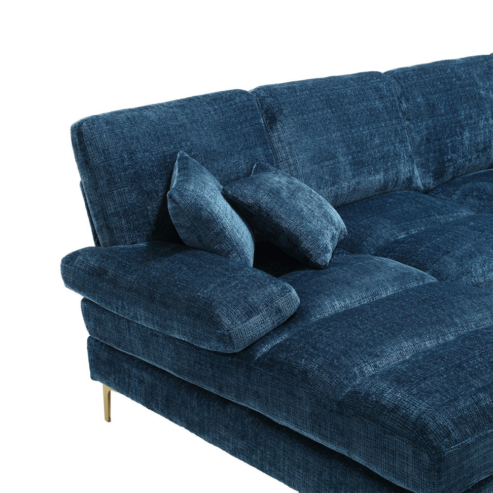 Canapé Luxe U-Shape Grand Format en Chenille Noire – Ligne Prestige