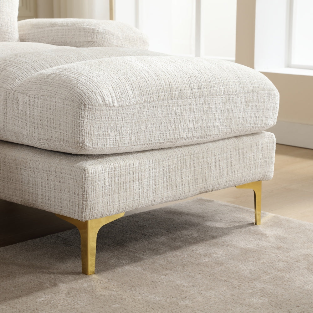 Canapé Luxe U-Shape Grand Format en Chenille Noire – Ligne Prestige