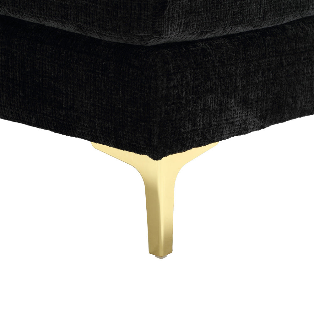 Canapé Luxe U-Shape Grand Format en Chenille Noire – Ligne Prestige
