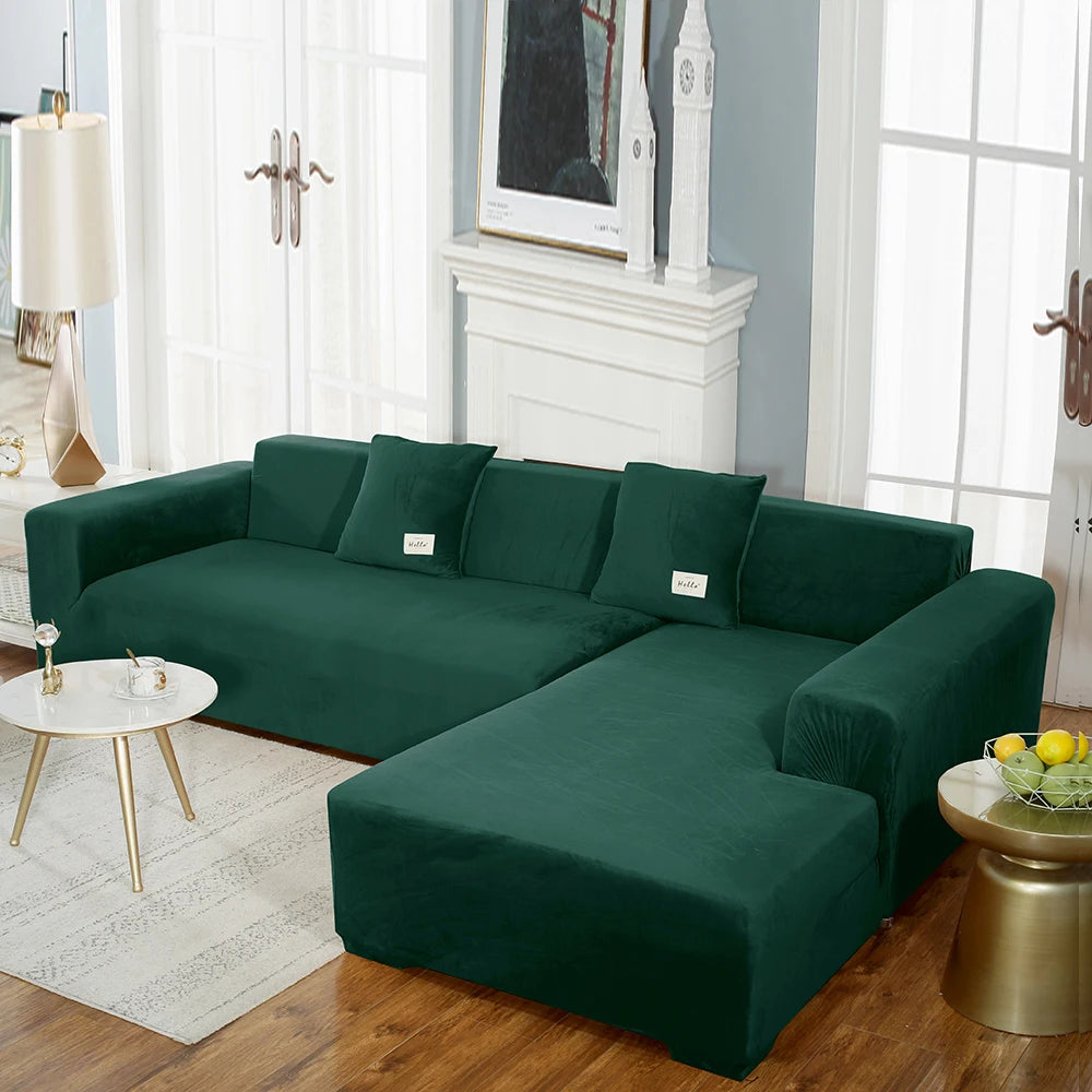 Housse premium en velours extensible – spéciale canapé d’angle