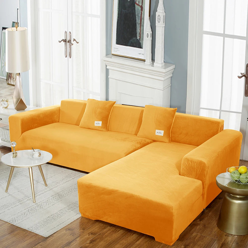 Housse premium en velours extensible – spéciale canapé d’angle