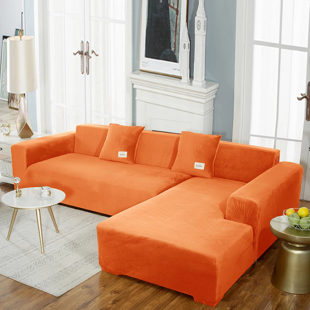 Housse premium en velours extensible – spéciale canapé d’angle