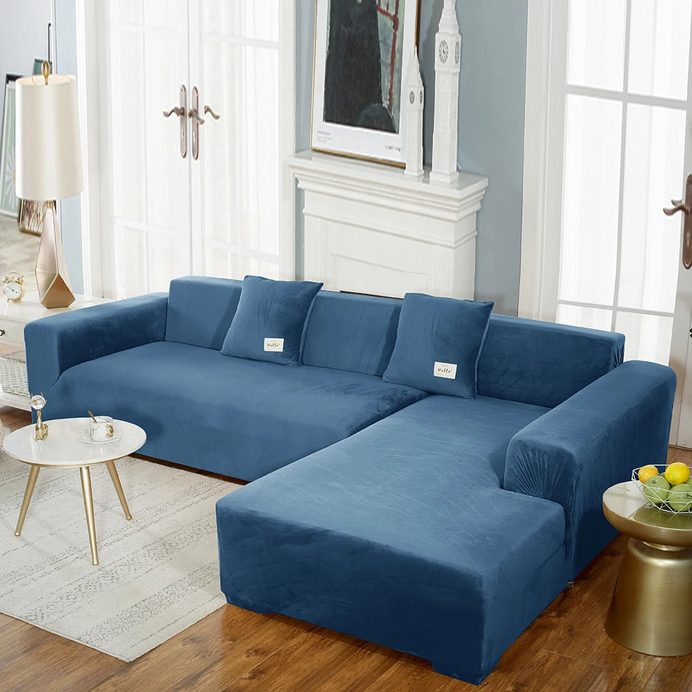 Housse premium en velours extensible – spéciale canapé d’angle