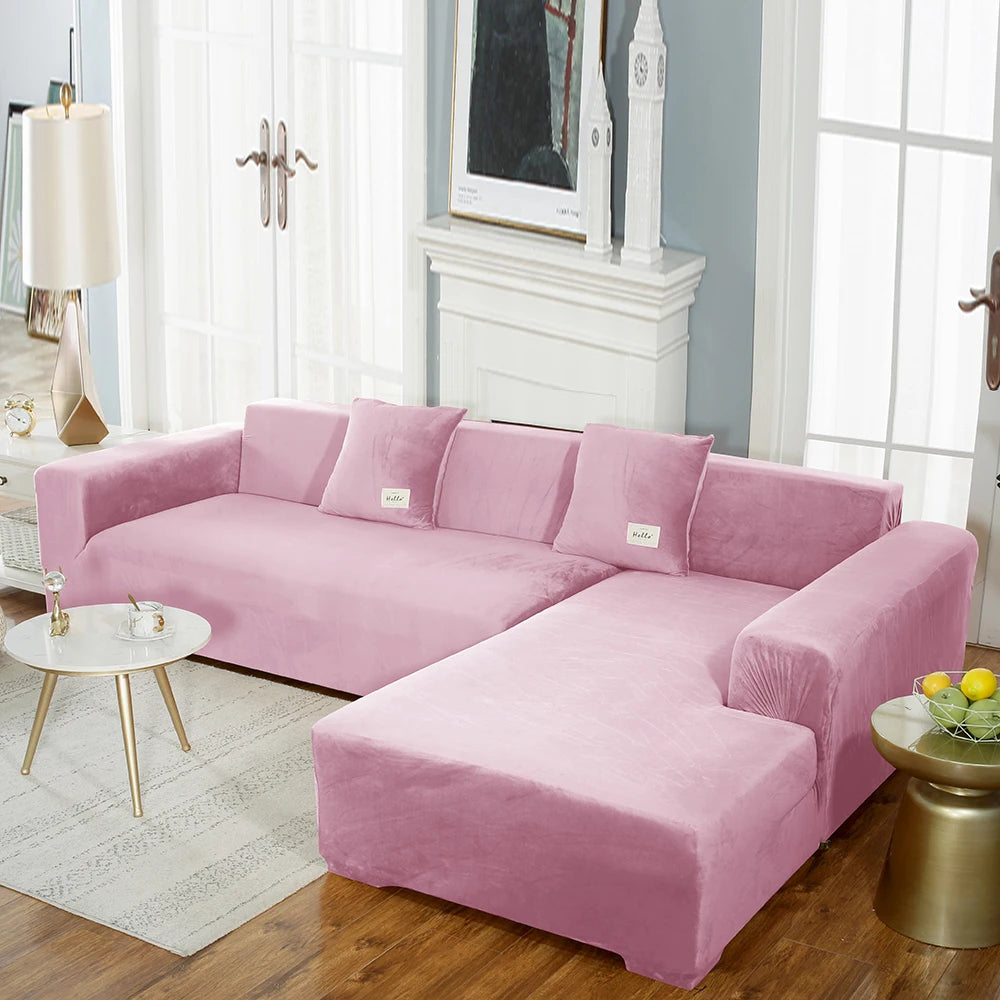 Housse premium en velours extensible – spéciale canapé d’angle