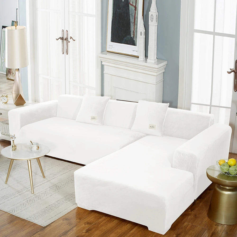 Housse premium en velours extensible – spéciale canapé d’angle