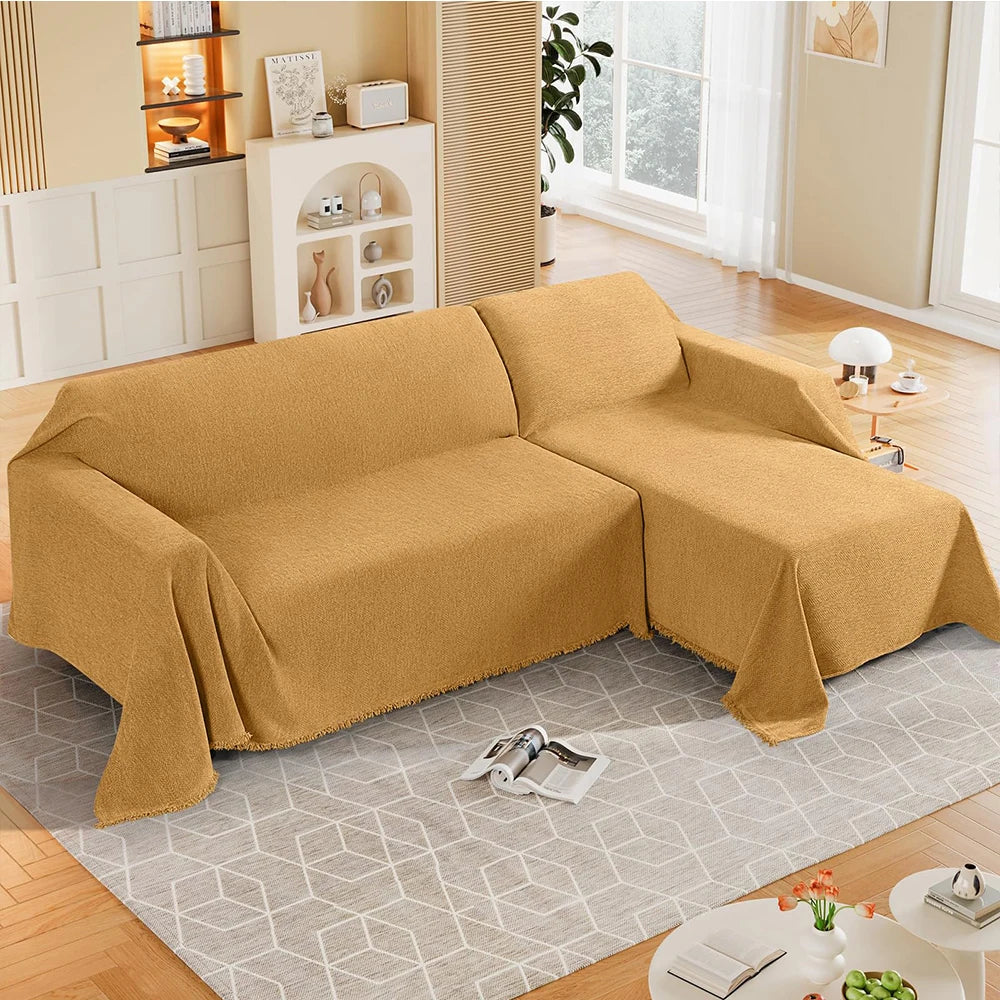 Housse de Canapé Crème en Chenille - Elégance Douce & Protection Anti-Griffures (Lavable, 4 Saisons)