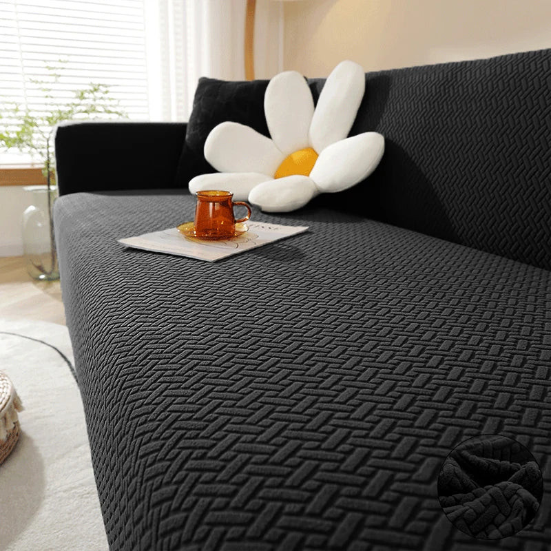 Housse de Canapé Jacquard Extensible - Motif Géométrique Antidérapant