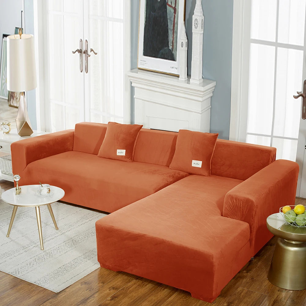 Housse premium en velours extensible – spéciale canapé d’angle