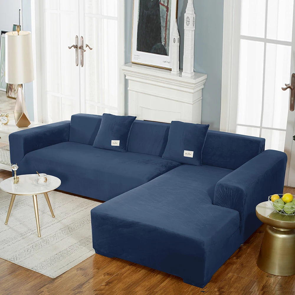 Housse premium en velours extensible – spéciale canapé d’angle