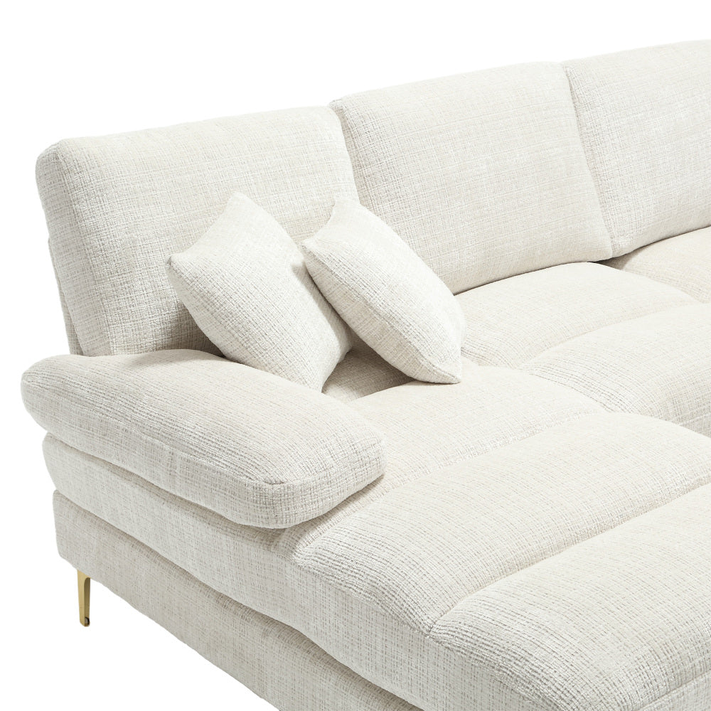 Canapé Luxe U-Shape Grand Format en Chenille Noire – Ligne Prestige