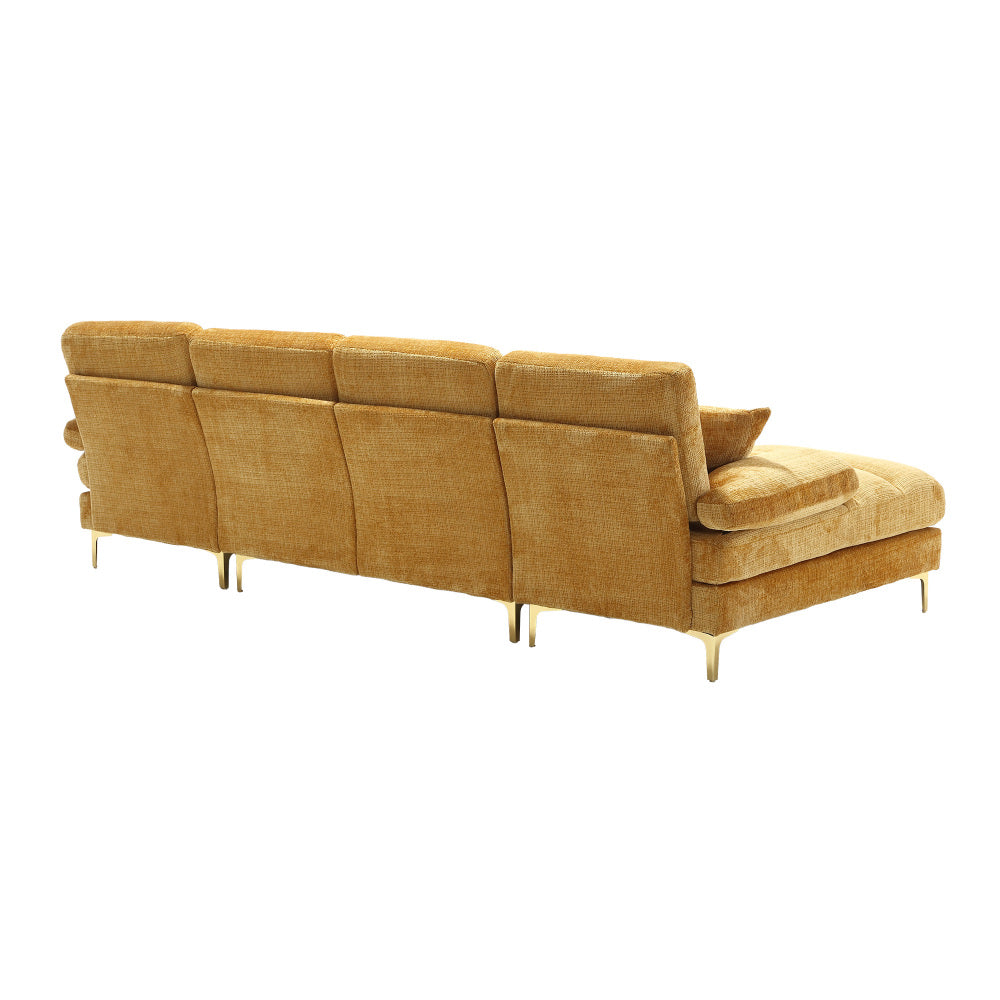 Canapé Luxe U-Shape Grand Format en Chenille Noire – Ligne Prestige