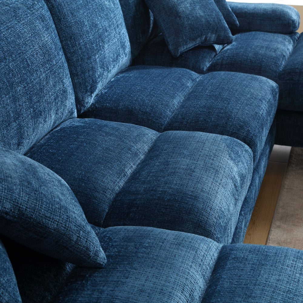 Canapé Luxe U-Shape Grand Format en Chenille Noire – Ligne Prestige