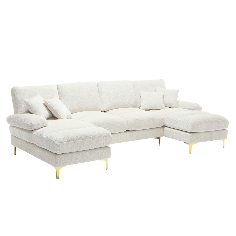 Canapé Luxe U-Shape Grand Format en Chenille Noire – Ligne Prestige