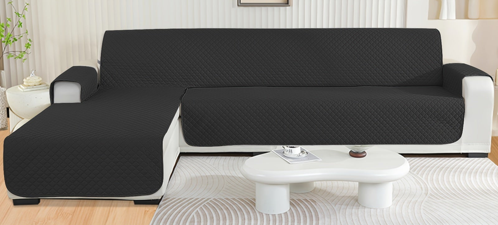 Housse de canapé d’angle avec méridienne Luxe