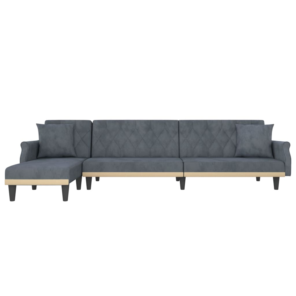 Canapé d’Angle Convertible Velours Gris – Collection Élégance
