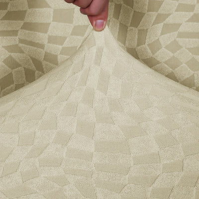Housse extensible pour canapé d’angle en velours pêche