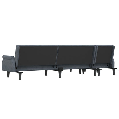 Canapé d’Angle Convertible Velours Gris – Collection Élégance