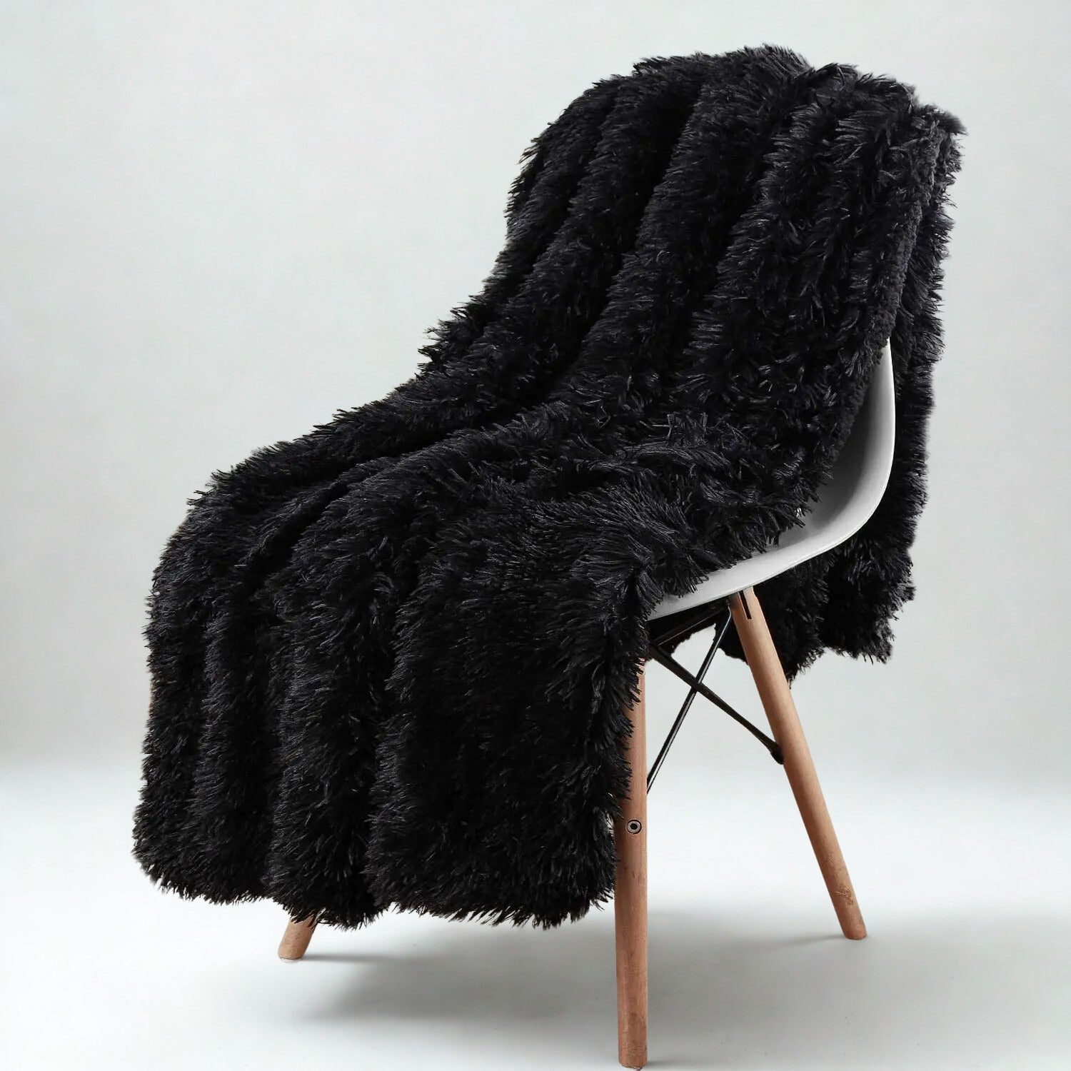 Plaid Double Face Haute Densité – Fourrure Longue & Sherpa Épais pour Intérieur Hivernal Chic
