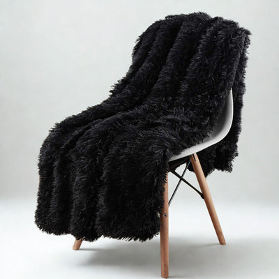 Plaid Double Face Haute Densité – Fourrure Longue & Sherpa Épais pour Intérieur Hivernal Chic