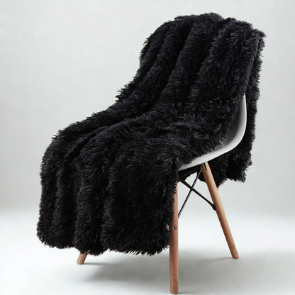 Plaid Double Face Haute Densité – Fourrure Longue & Sherpa Épais pour Intérieur Hivernal Chic