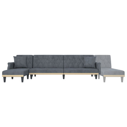 Canapé d’Angle Convertible Velours Gris – Collection Élégance