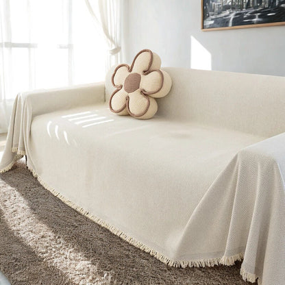 Housse de Canapé Crème en Chenille – Élégance Douce & Protection Anti-Griffures (Lavable, 4 Saisons)