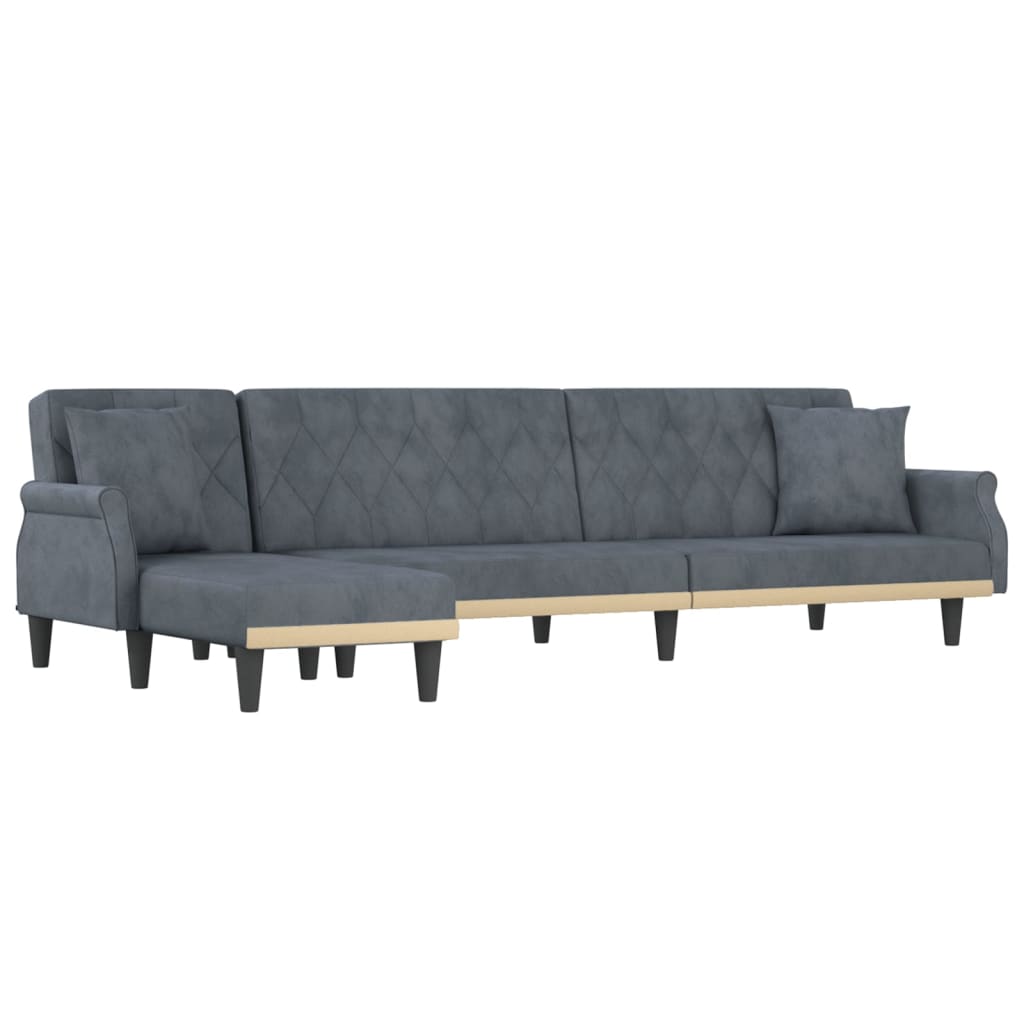 Canapé d’Angle Convertible Velours Gris – Collection Élégance