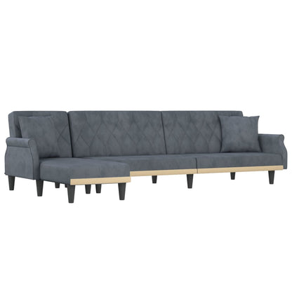 Canapé d’Angle Convertible Velours Gris – Collection Élégance