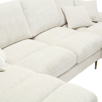 Canapé Luxe U-Shape Grand Format en Chenille Noire – Ligne Prestige