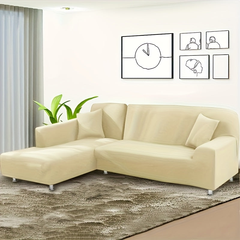 Housse de canapé d’angle en L extensible haut de gamme – Texture sablée