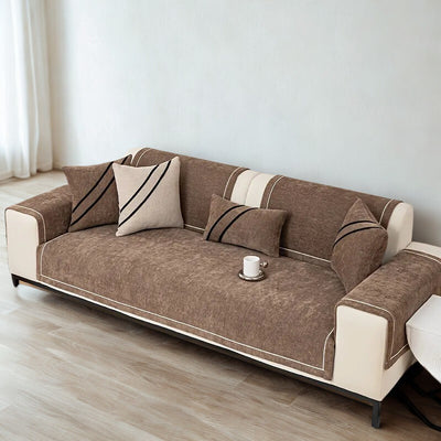 Housse de Canapé en Chenille Lourde – Couture Décorative & Tenue Luxe