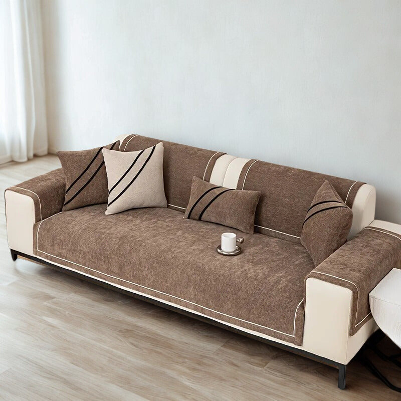 Housse de Canapé en Chenille Lourde – Couture Décorative & Tenue Luxe (Idéale pour Canapé d’Angle)