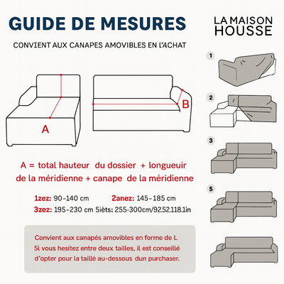 Housse de canapé d’angle en L extensible haut de gamme – Texture sablée