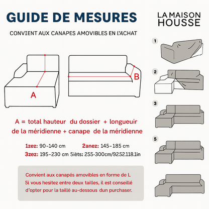 Housse de canapé d’angle en L extensible haut de gamme – Texture sablée