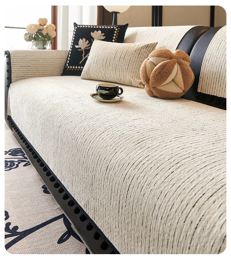 Housse de Canapé en Chenille Moderne – Confort Luxe et Anti-Dérapant (Adaptée aux Canapés d’Angle)
