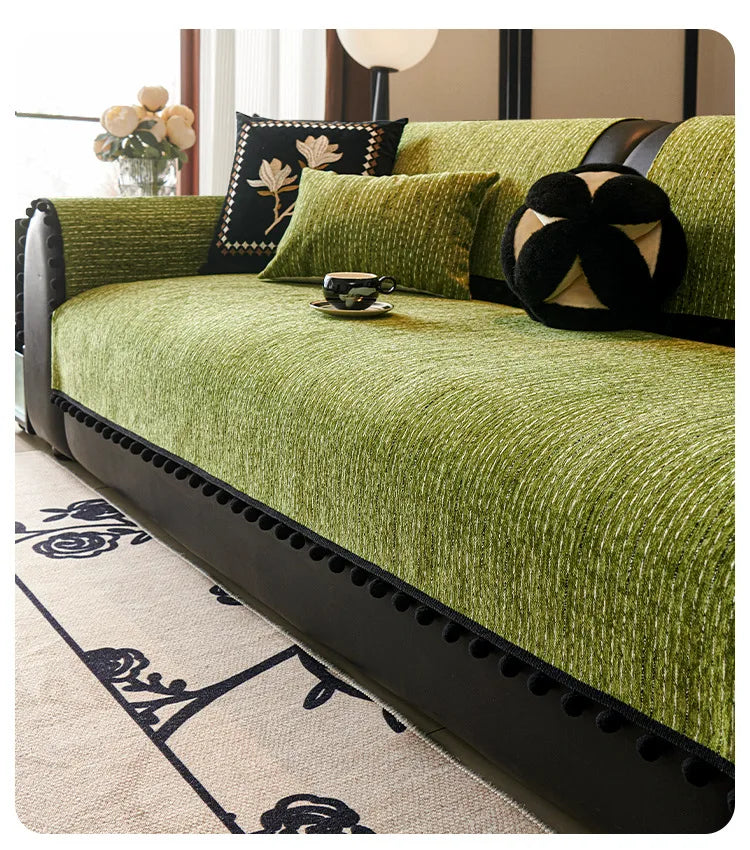 Housse de Canapé en Chenille Moderne – Confort Luxe et Anti-Dérapant (Adaptée aux Canapés d’Angle)