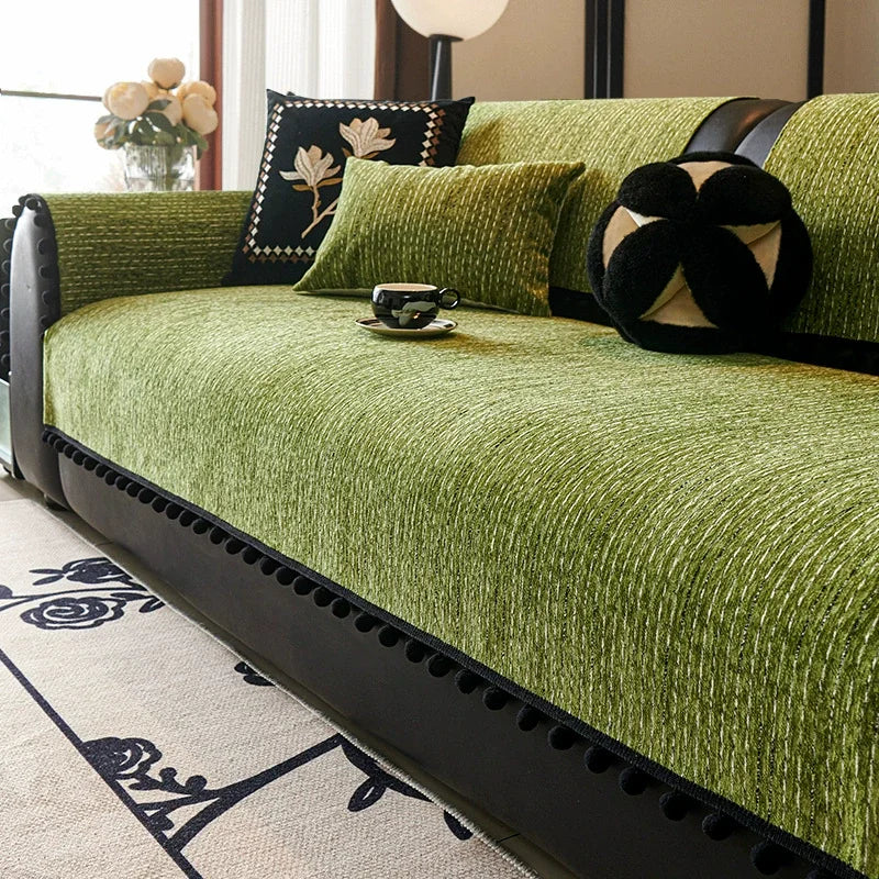 Housse de Canapé en Chenille Moderne – Confort Luxe et Anti-Dérapant (Adaptée aux Canapés d’Angle)