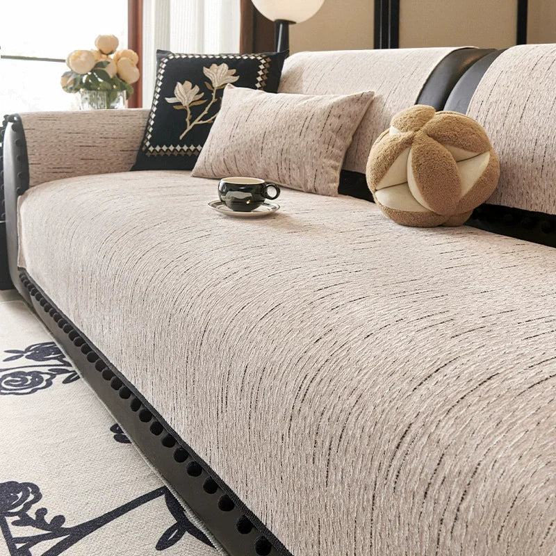 Housse de Canapé en Chenille Moderne – Confort Luxe et Anti-Dérapant (Adaptée aux Canapés d’Angle)