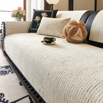 Housse de Canapé en Chenille Moderne – Confort Luxe et Anti-Dérapant (Adaptée aux Canapés d’Angle)