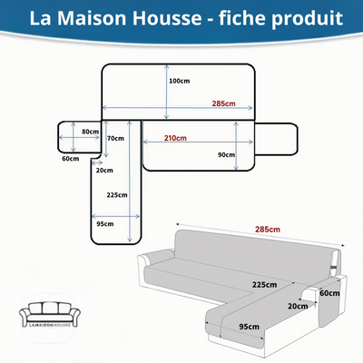 Housse de canapé d’angle avec méridienne Luxe
