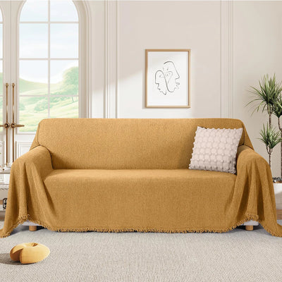 Housse de Canapé Crème en Chenille - Elégance Douce & Protection Anti-Griffures (Lavable, 4 Saisons)