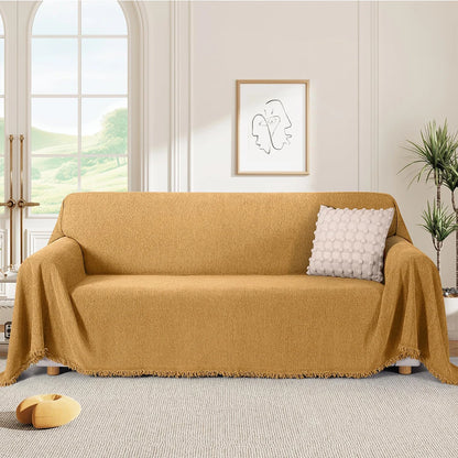 Housse de Canapé Crème en Chenille - Elégance Douce & Protection Anti-Griffures (Lavable, 4 Saisons)