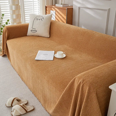 Housse de Canapé Crème en Chenille - Elégance Douce & Protection Anti-Griffures (Lavable, 4 Saisons)