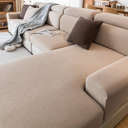 Housse de Coussin de Siège Extensible – Jacquard Rayé Lavable pour Canapé (Enfants & Animaux)